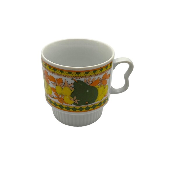 Unbranded Other - Vintage Japan Stackable Retro Fruit Ceramic Mug Orange Yellow Avocado Art MCM Bo